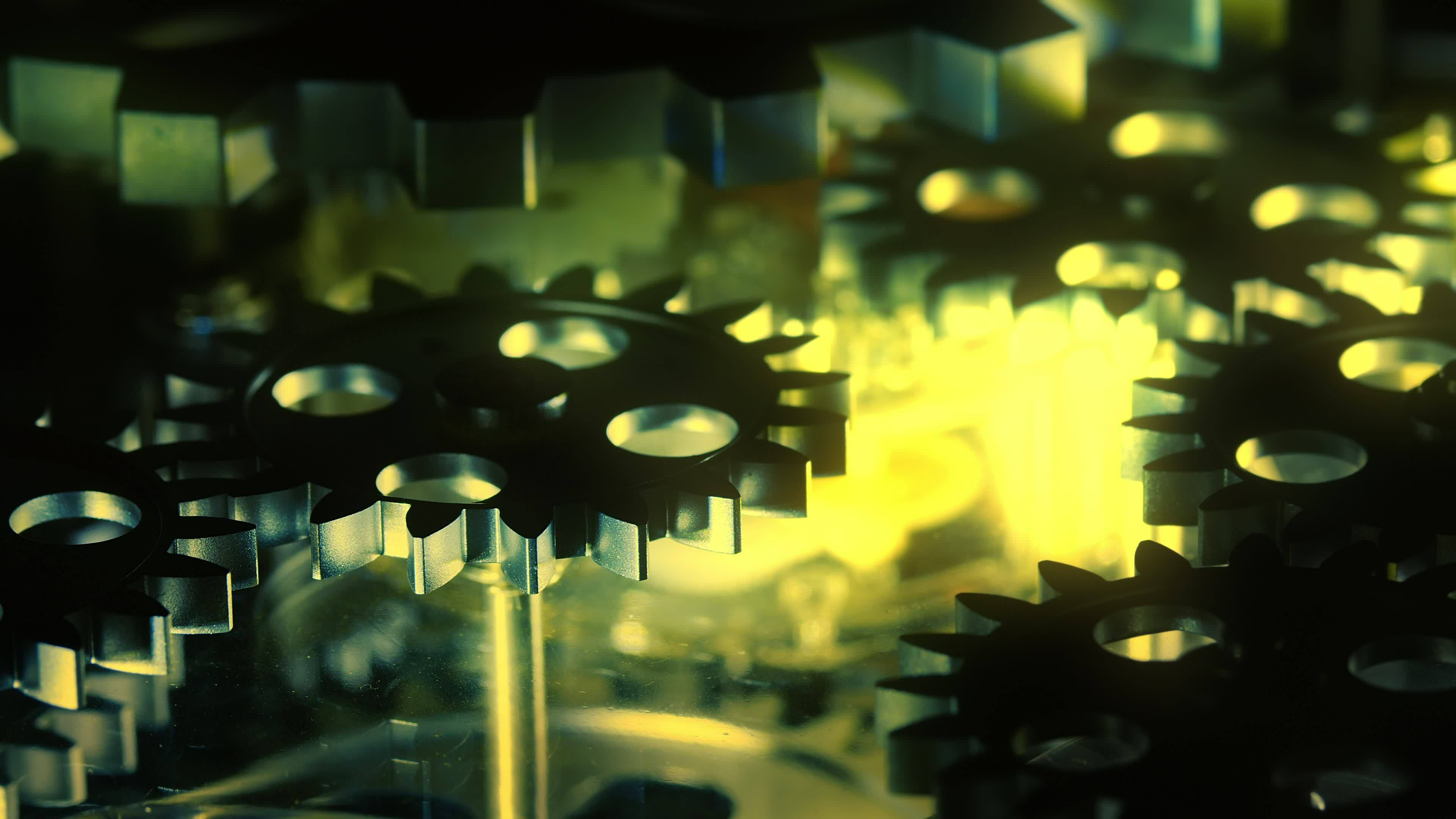 Abstract Mechanic Turning Industrial Clock Gears 23842367 Stock Video