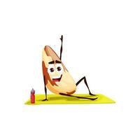 Cartoon brazil nut funny character yoga or pilates vector