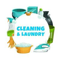 Cleaning and laundry service, clean house washing vector