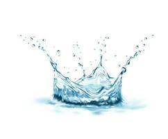 Crown water splash with swirl and drops, realistic vector