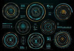 hud futurista circular interfaz pantalla panel conjunto vector