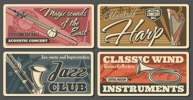 Classical and jazz music concert retro banners vector