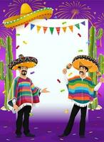 Mexican holiday vector frame mariachi musicians