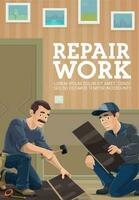 House repair and flooring install workers vector