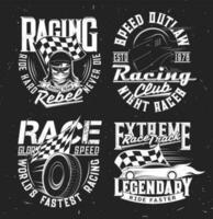 Tshirt prints with car rally, vector racing club