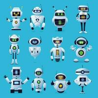 Robot cartoon characters with ai robotic machines vector