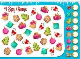 I spy educational game for kids Christmas sweets vector