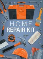 reparar, hogar construcción herramientas equipo, caja de herramientas vector