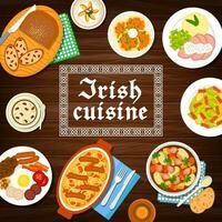 Irish cuisine food menu, breakfast dishes, meals vector