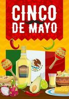 Viva Mexico vector poster with mexican food meals