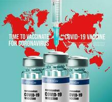 Coronavirus vaccination vaccine bottle and syringe vector