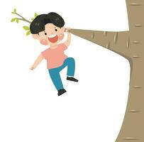 Kid boy on a tree branch vector