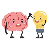 Human brain with lamp bulb cartoon vector