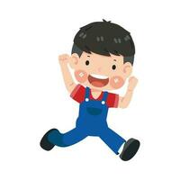 Cute boy jumping high in air vector