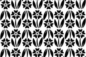 Abstract floral seamless pattern. Black and white stylized, decorative design. Endless repeating monochrome pattern with flat floral design elements. vector