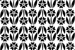 Abstract floral seamless pattern. Black and white stylized, decorative design. Endless repeating monochrome pattern with flat floral design elements. vector