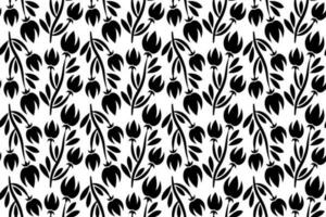 Abstract floral seamless pattern. Black and white stylized, decorative design. Endless repeating monochrome pattern with flat floral design elements. vector