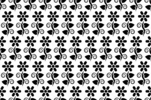 Abstract floral seamless pattern. Black and white stylized, decorative design. Endless repeating monochrome pattern with flat floral design elements. vector