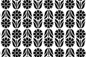 Abstract floral seamless pattern. Black and white stylized, decorative design. Endless repeating monochrome pattern with flat floral design elements. vector