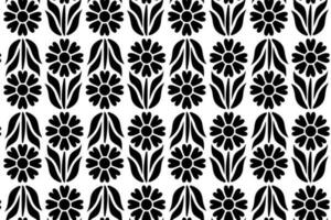 Abstract floral seamless pattern. Black and white stylized, decorative design. Endless repeating monochrome pattern with flat floral design elements. vector