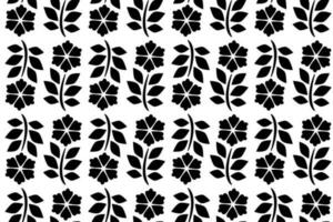 Abstract floral seamless pattern. Black and white stylized, decorative design. Endless repeating monochrome pattern with flat floral design elements. vector