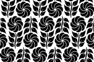 Abstract floral seamless pattern. Black and white stylized, decorative design. Endless repeating monochrome pattern with flat floral design elements. vector