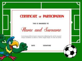 Certificate for soccer tournament participation vector