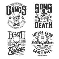 Skull, motorcycle biker custom races shirt prints vector