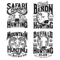 Ram, buffalo and bison bull hunting apparel print vector