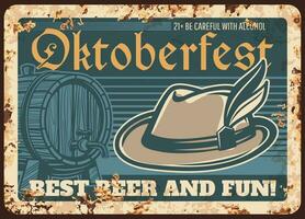 Oktoberfest beer festival rusty metal vector plate