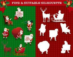 Find silhouette game, Christmas maze with Santa vector