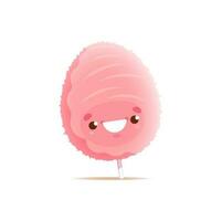 Cartoon cotton candy character, sweet food emoji vector