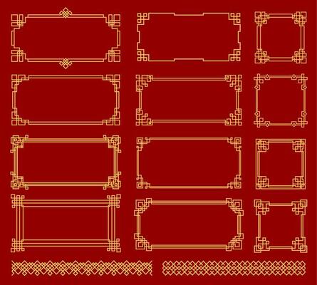 Asian knot frames, oriental classic patterns
