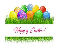 Happy Easter, eggs in grass blades vector