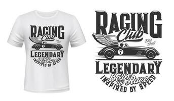 Vintage racing car t-shirt print vector mockup