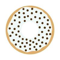 Donut vector Illustration. Sweet sugar icing donuts. Top view of doughnuts. Confectionery dessert. Chocolate confectionery isolated on white background. Flat design.