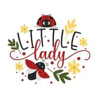 Love Bug Inspirational Lettering Quotes With Lady Bug Illustration For Valentine's Day Design Elements. vector