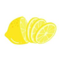 Fresh Lemon Illustration Isolated In White Background. Lemon Slice Cartoon Illustration. vector