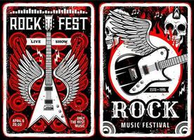 Hard rock music vector vintage flyers or posters