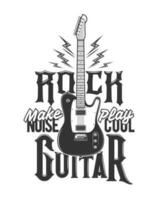 Tshirt print with electric guitar and flashes vector