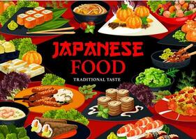 Japanese cuisine restaurant food menu vector cover