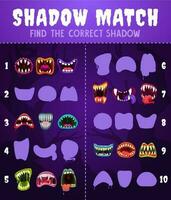 niños juego sombra partido con monstruo bocas, enigma vector