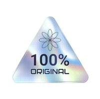 Original product quality hologram triangle sticker vector