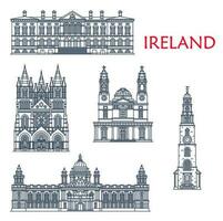 Ireland landmarks, Belfast architecture, churches vector