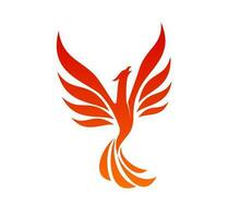 Phoenix bird icon of firebird flying on fire wings vector