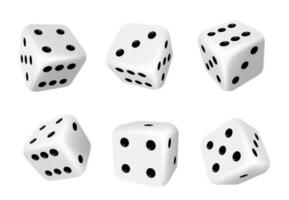 Dice isolated 3d objects, gambling game and casino vector