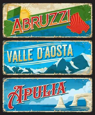 Abruzzi, Valle Daosta, Apulia Italian regions