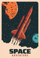 Space rocket, flight between planets in galaxy vector