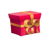 Red holiday gift box with golden bow ribbon vector