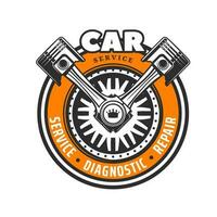 Car service icon with wheel and crossed pistons vector